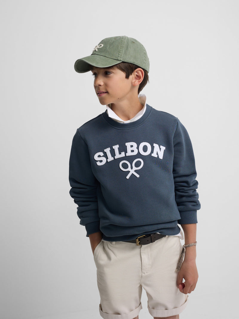 Kids navy blue half racket sweatshirt
