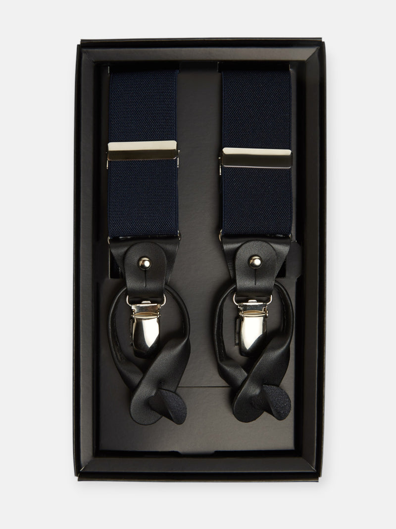 Plain navy blue Silbon suspenders
