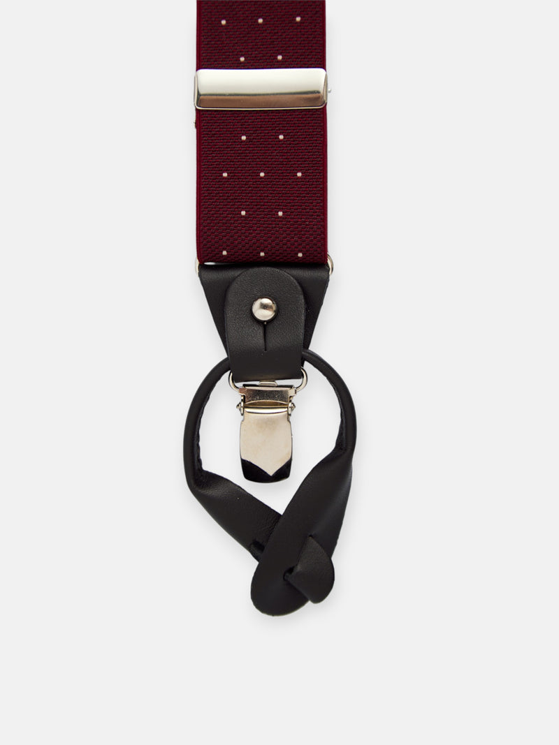 Silbon burgundy polka dot suspenders