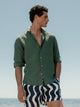 Camisa sport lino verde oscuro