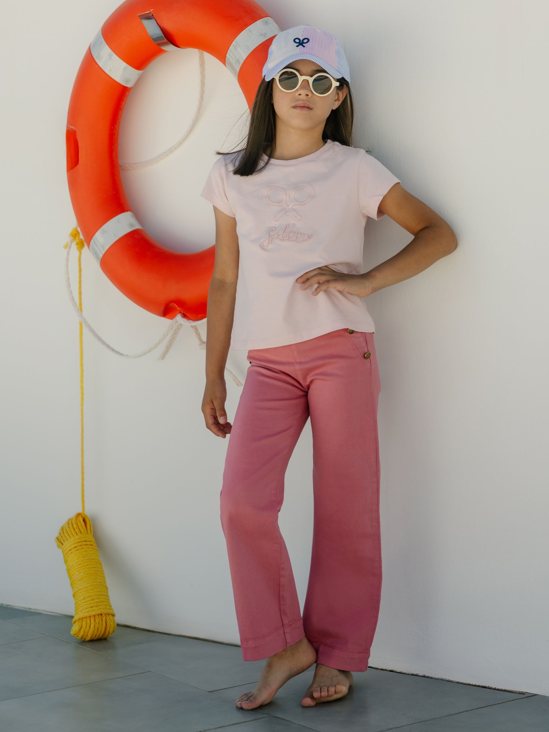 Pantalon fille marin rose