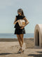 Falda mini lino negra
