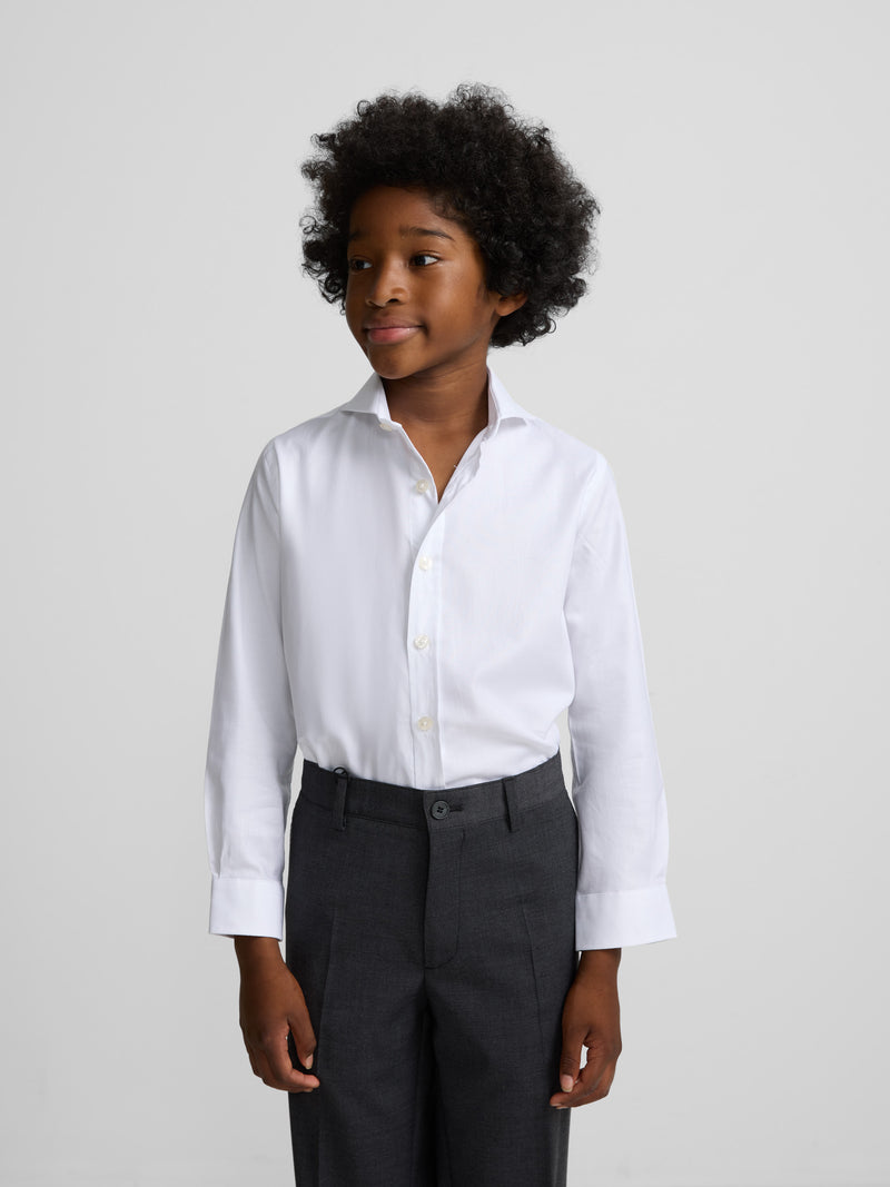 Kids' white dress shirt with simple cuff