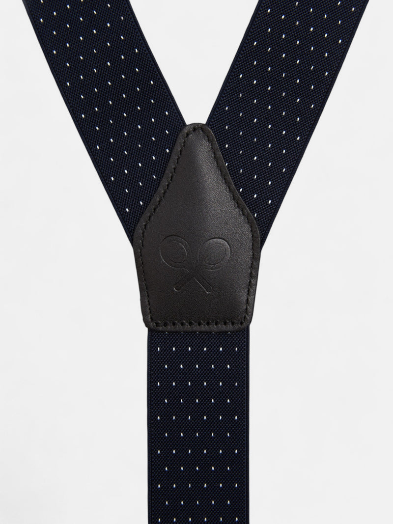 Silbon navy blue polka dot suspenders