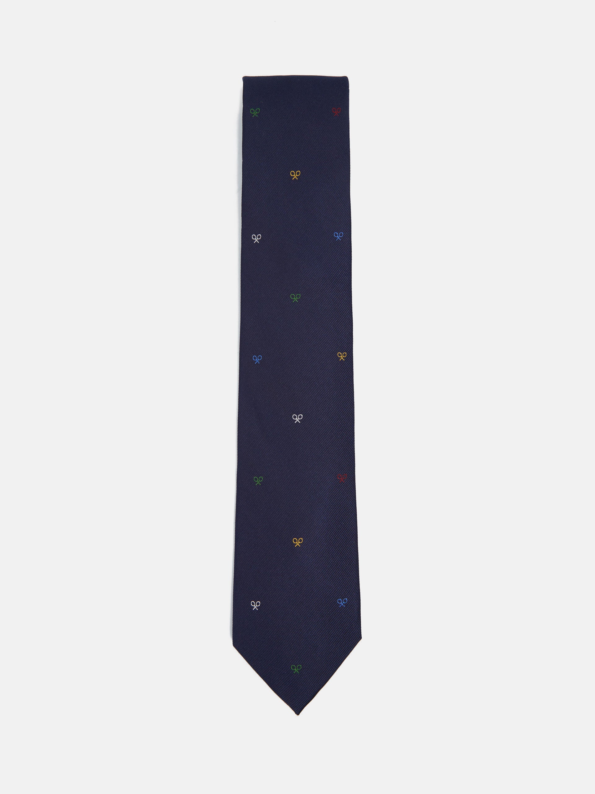Corbata silbon motivos raquetas multicolor