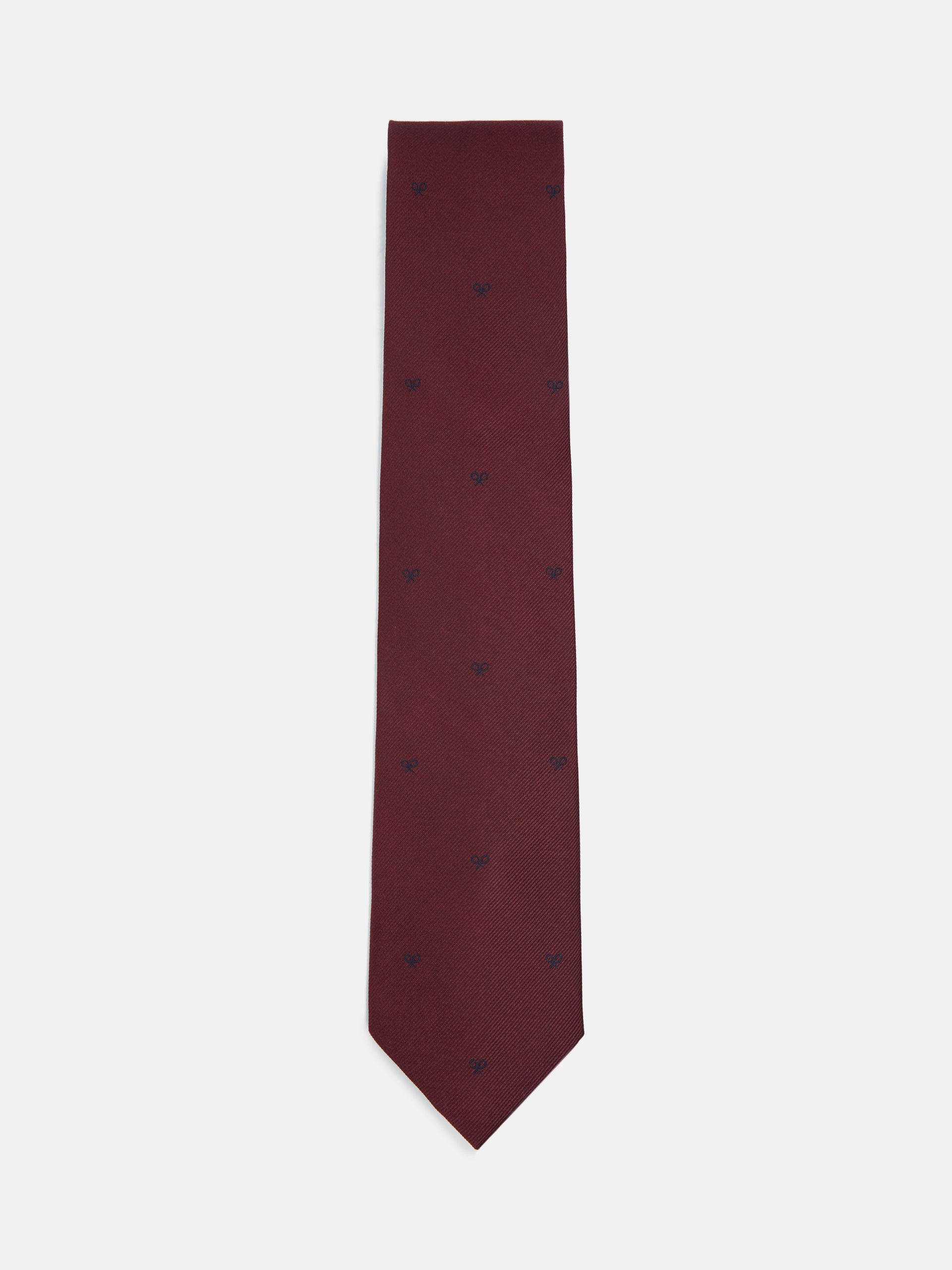 Corbata silbon motivos raquetas burdeos
