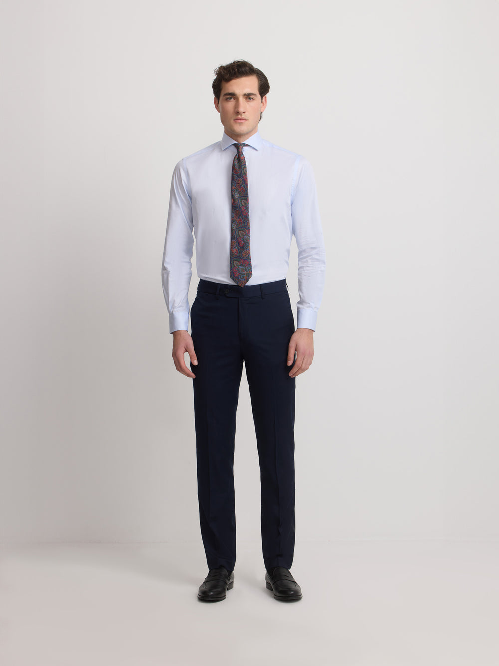 Pantalon traje natural stretch azul claro