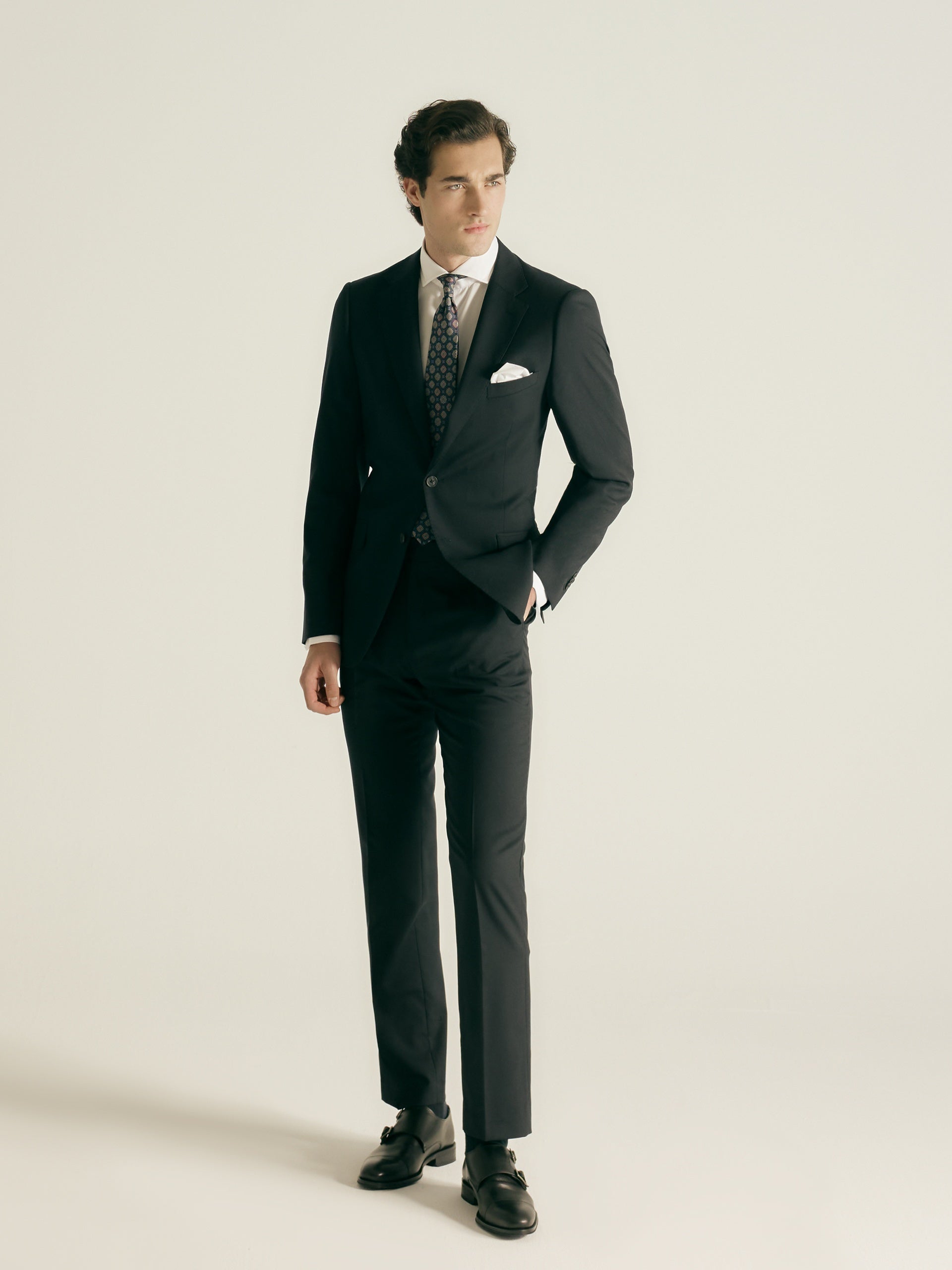 Pantalon traje natural stretch dark navy