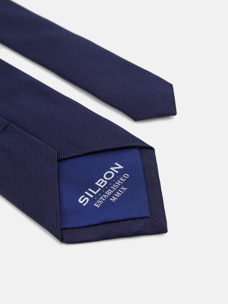 Silbon plain navy blue tie
