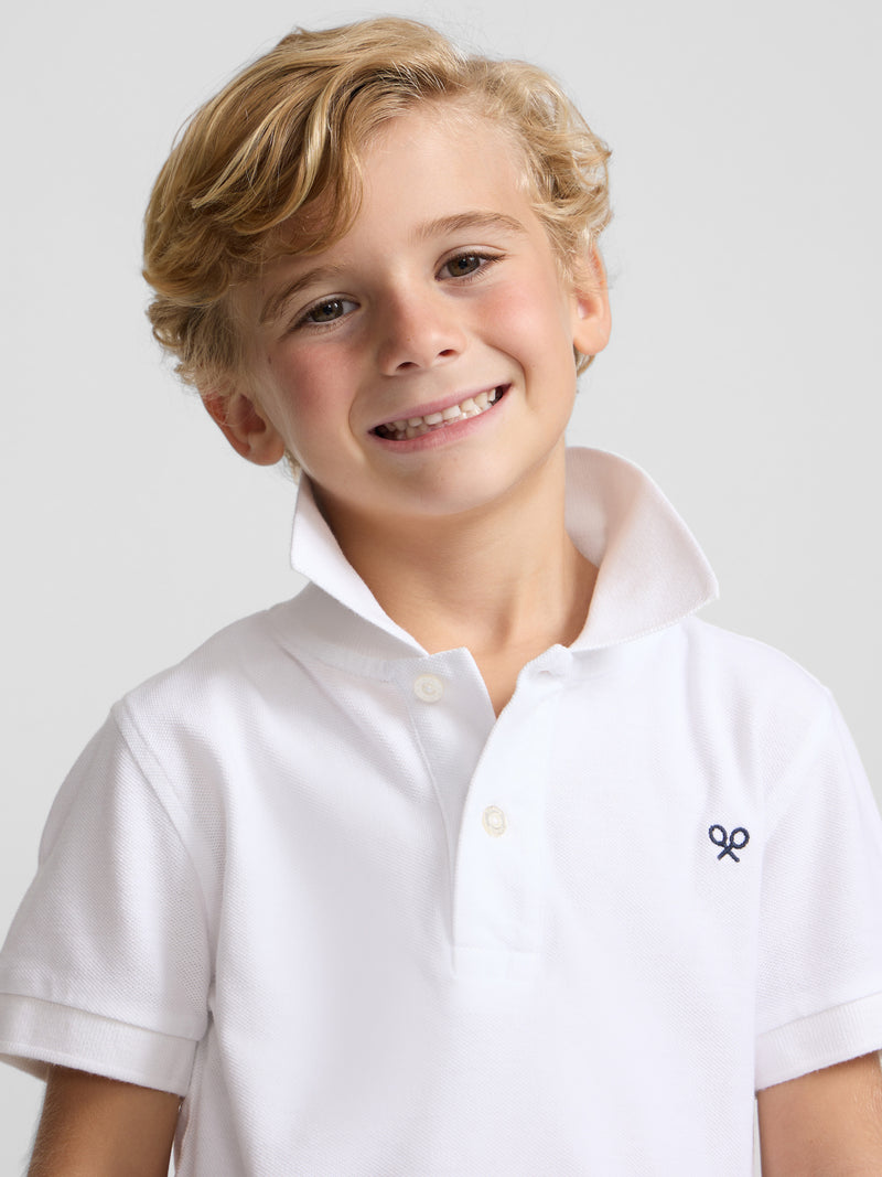 Polo clássico infantil miniraquete branco