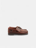 Brown leather nautical sport shoe for kids