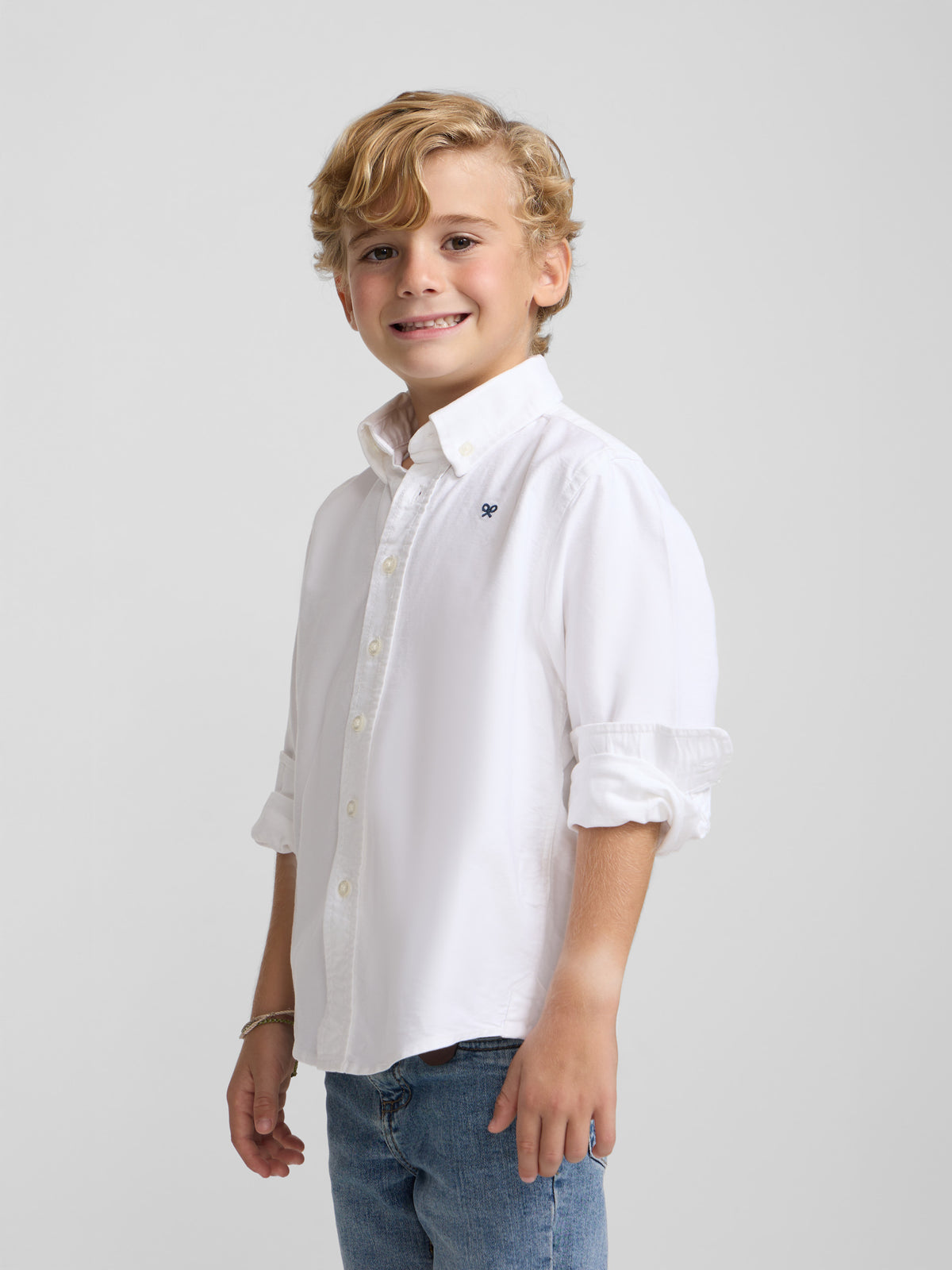 Classic white oxford sport shirt for kids