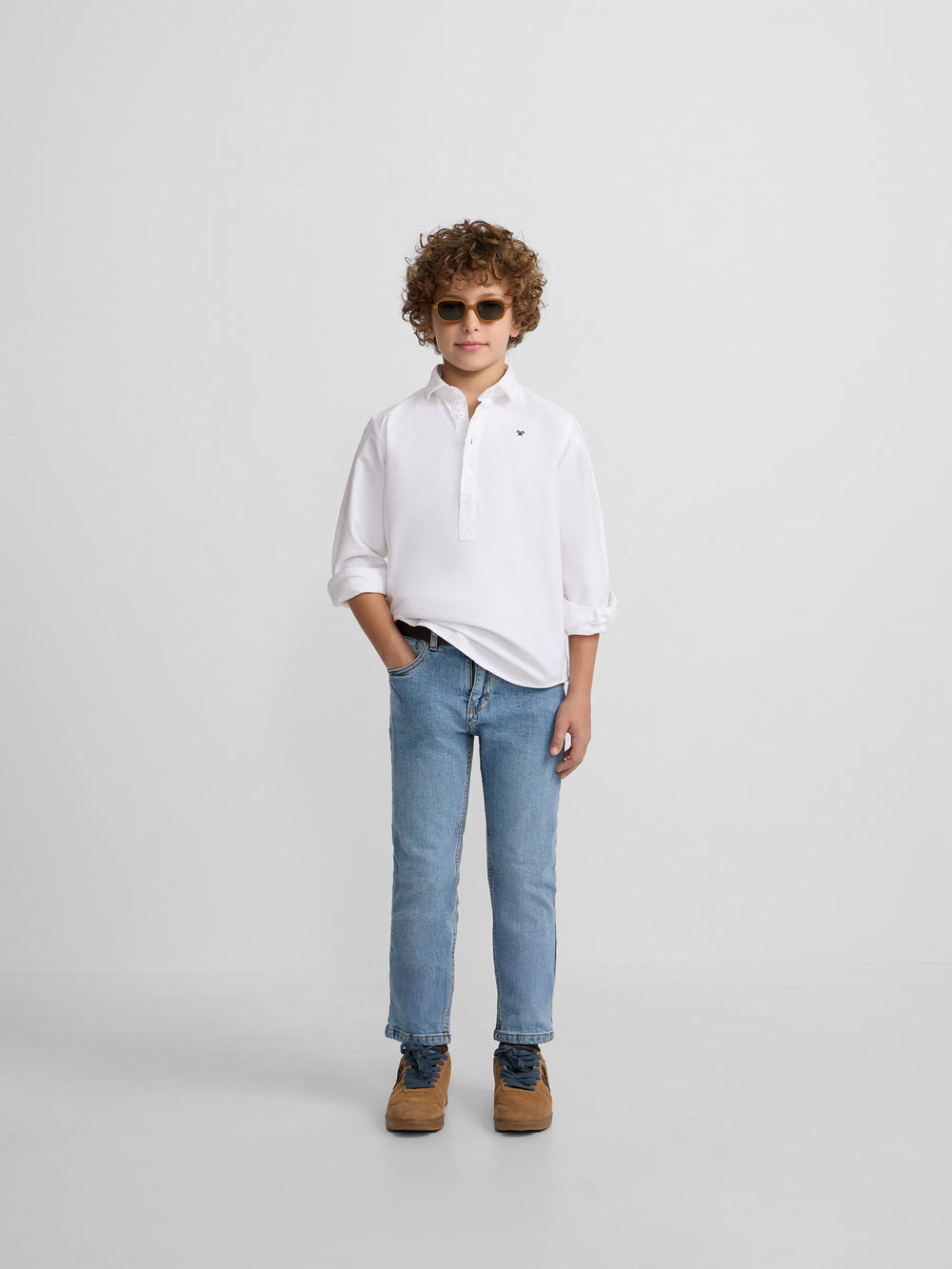 Polo sport classique enfant oxford blanc