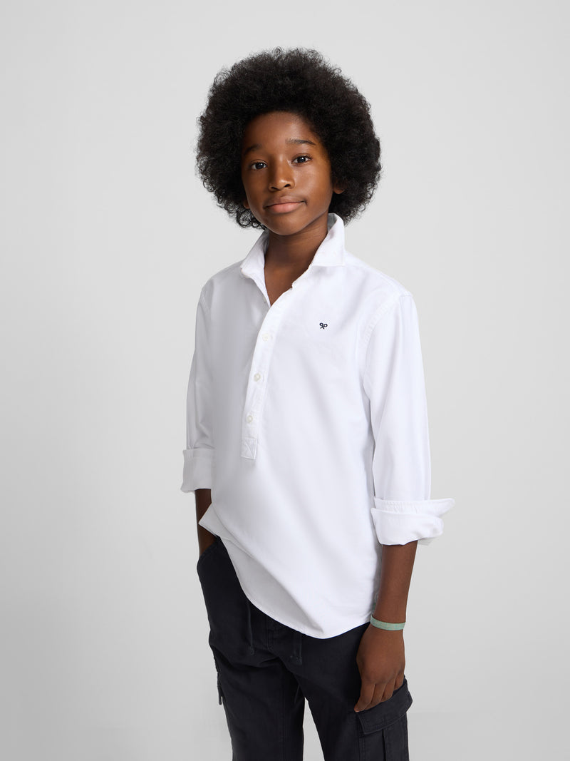Polo sport classique enfant oxford blanc