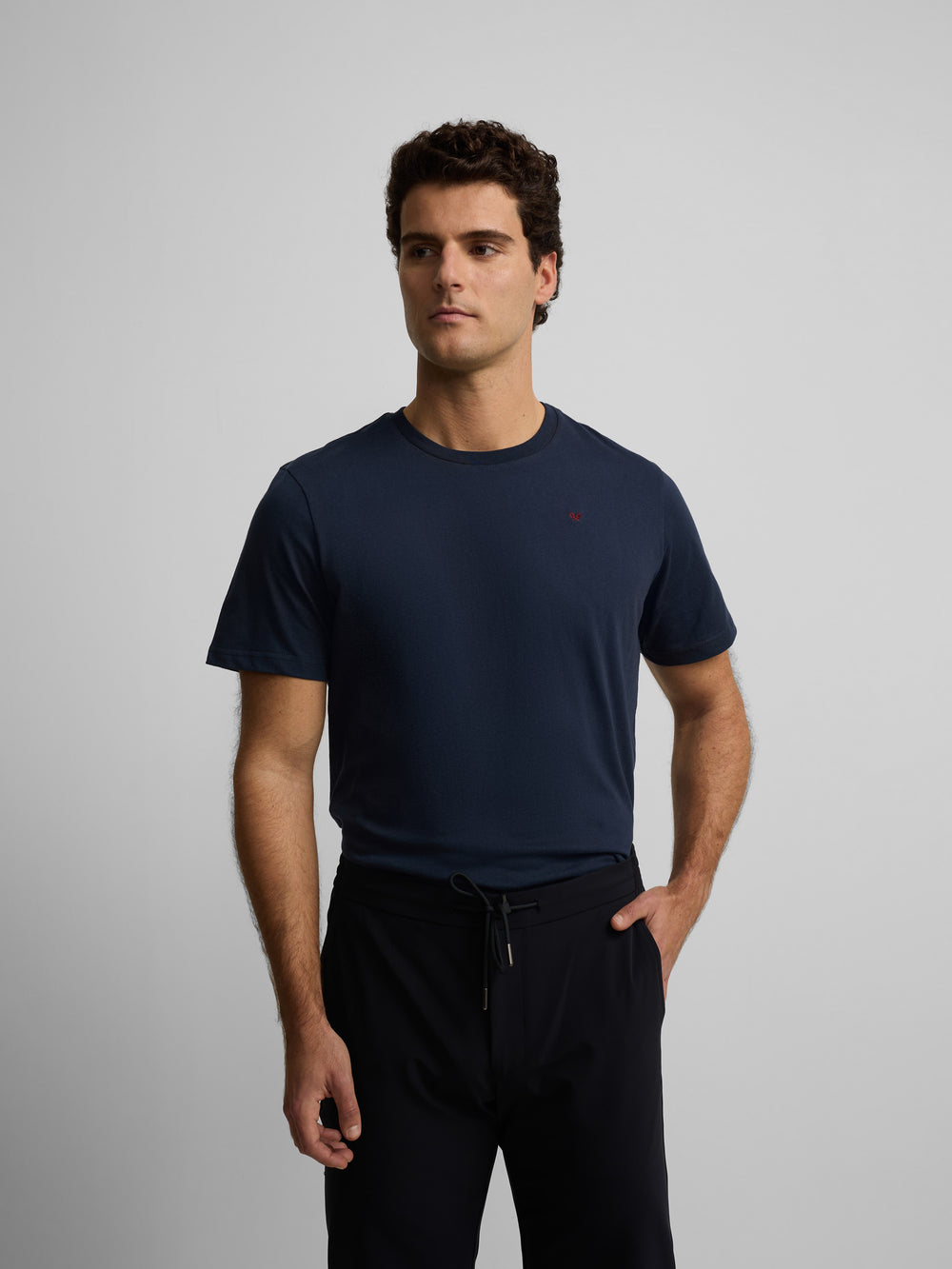 Camiseta silbon minilogo azul marino