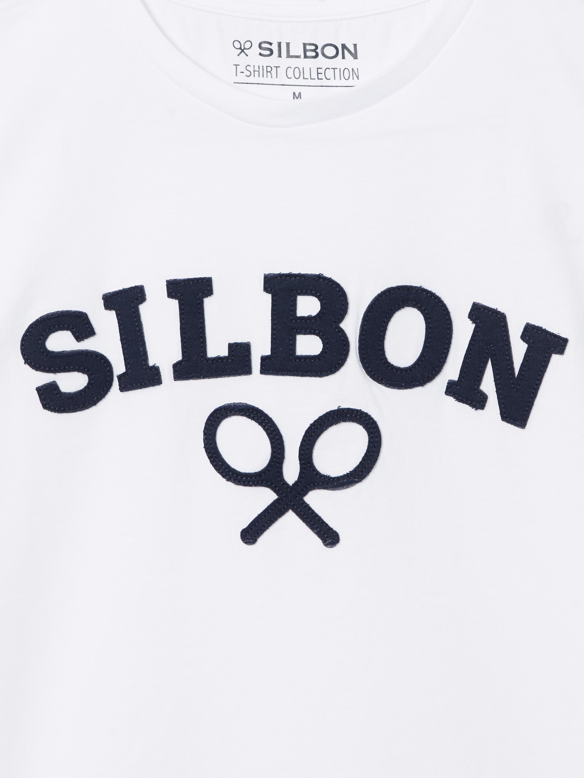 Camiseta silbon raqueta media blanca