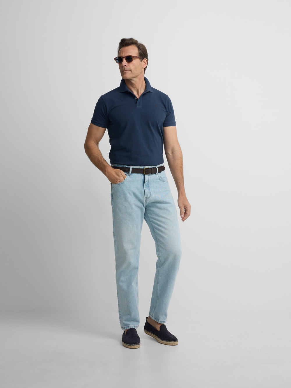 Polo clasico liso azul marino