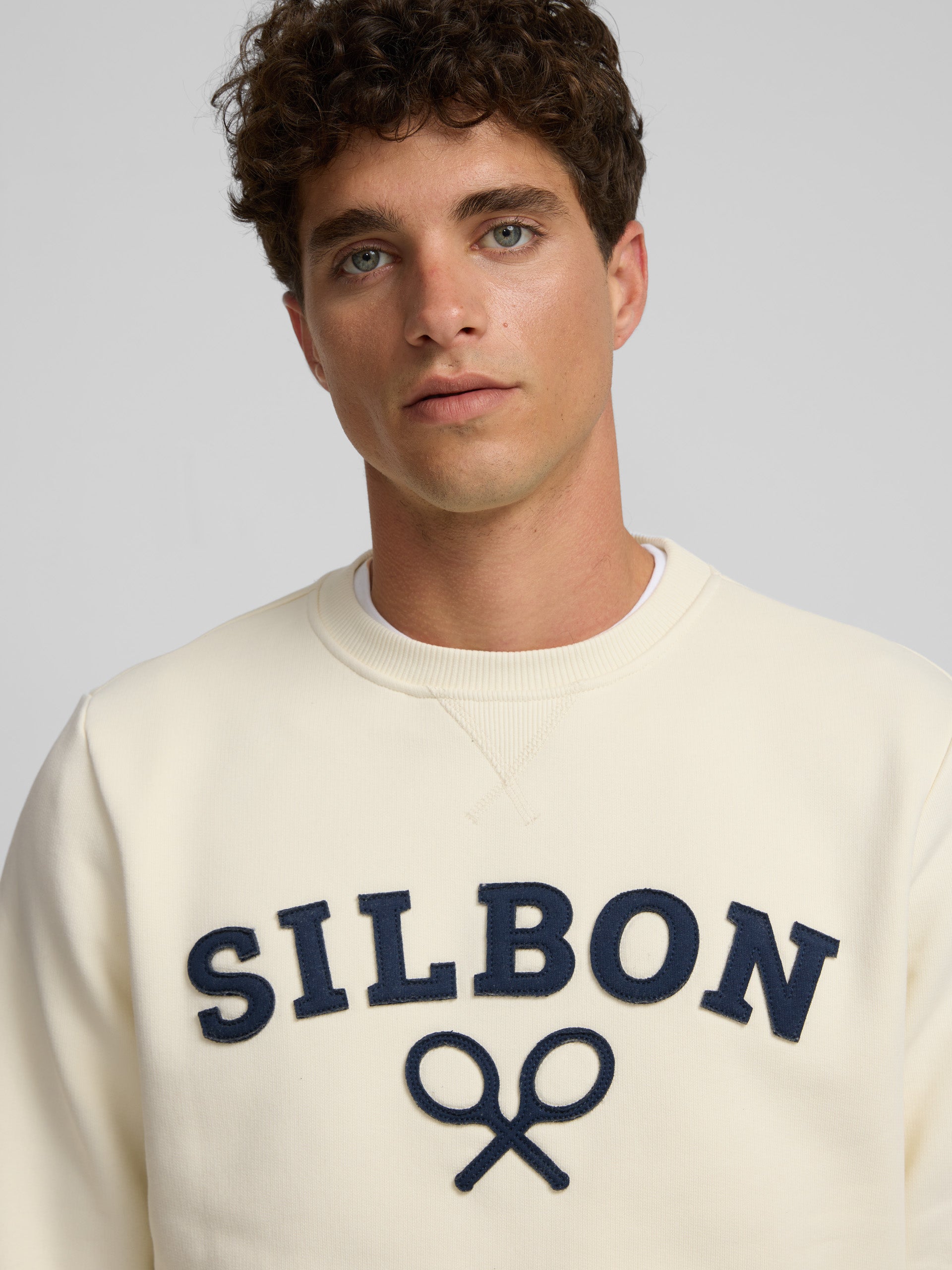 Sudadera silbon raqueta media crema