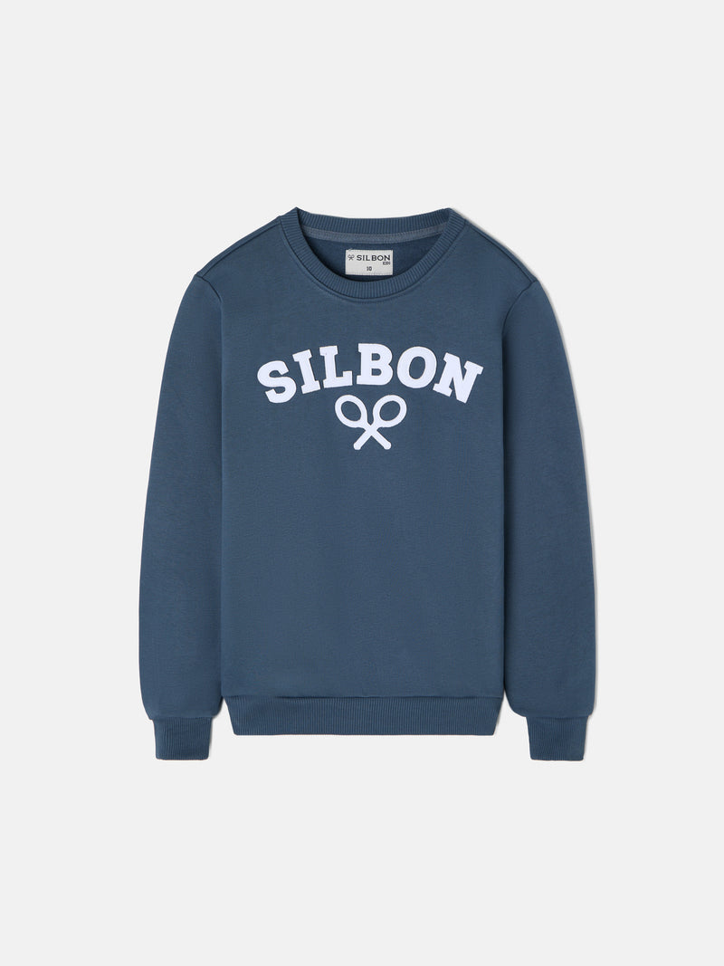 Kids navy blue half racket sweatshirt