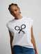 Camiseta mulher manga enrolada branca