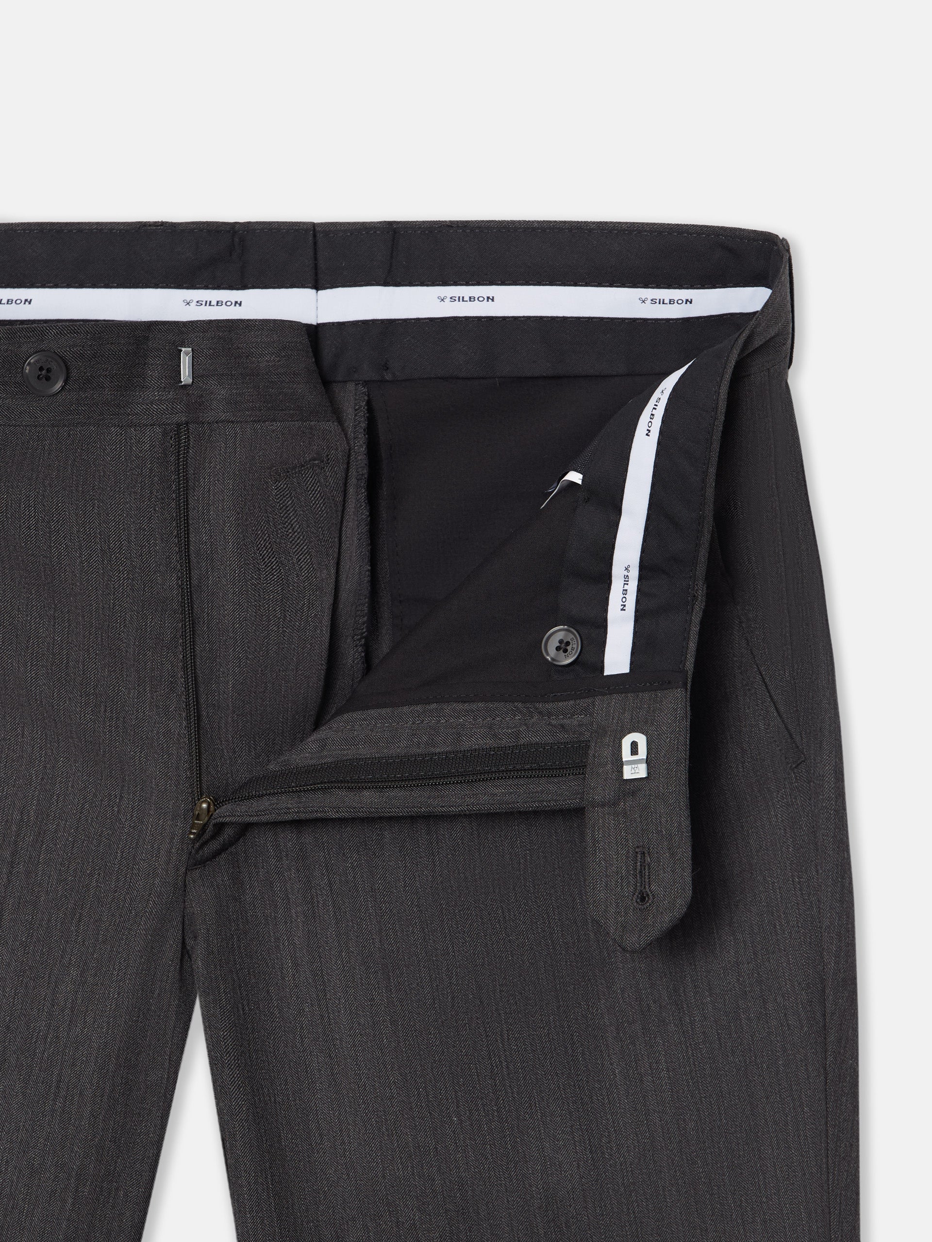 Classic gray herringbone suit trousers
