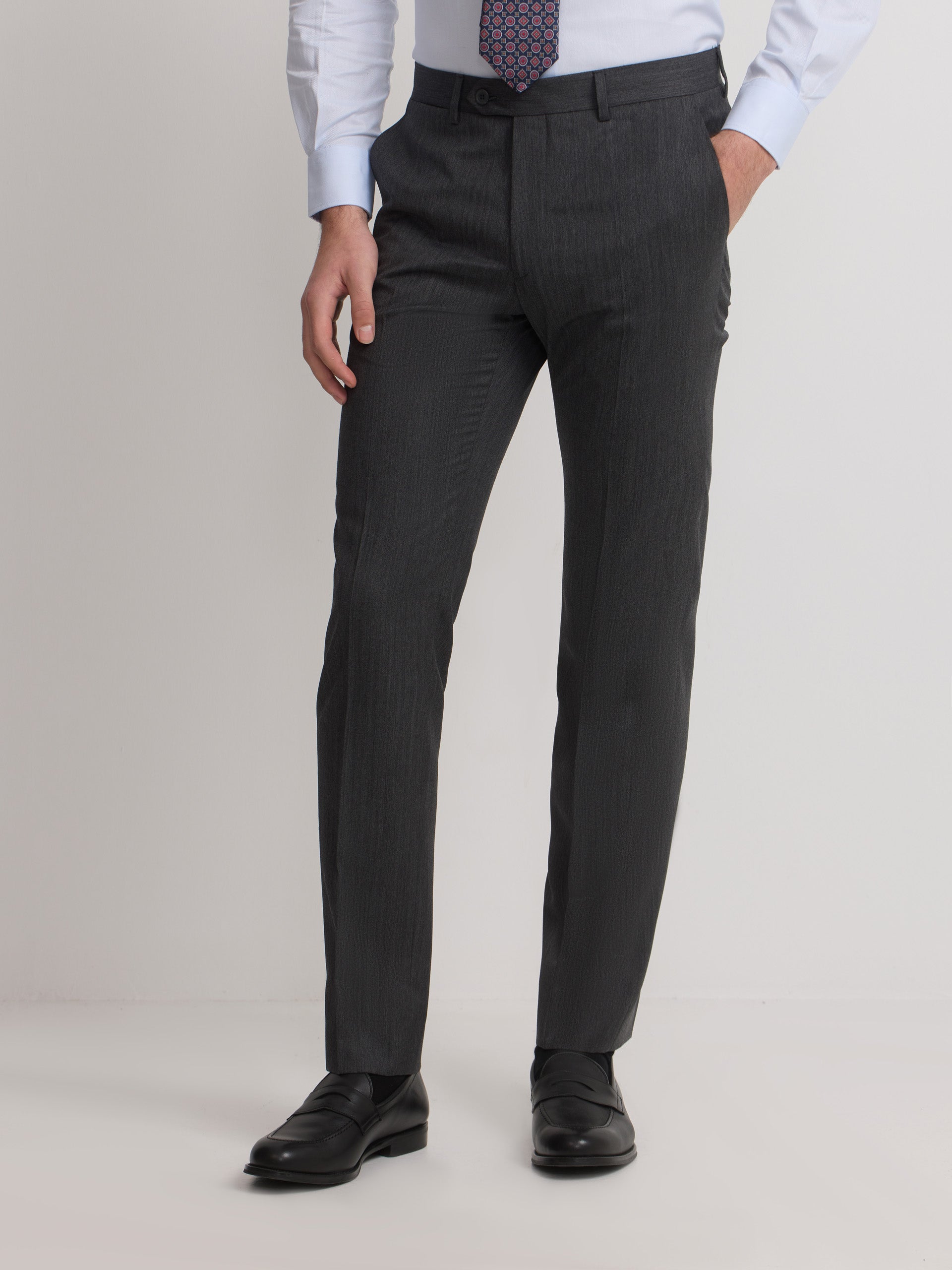Classic gray herringbone suit trousers