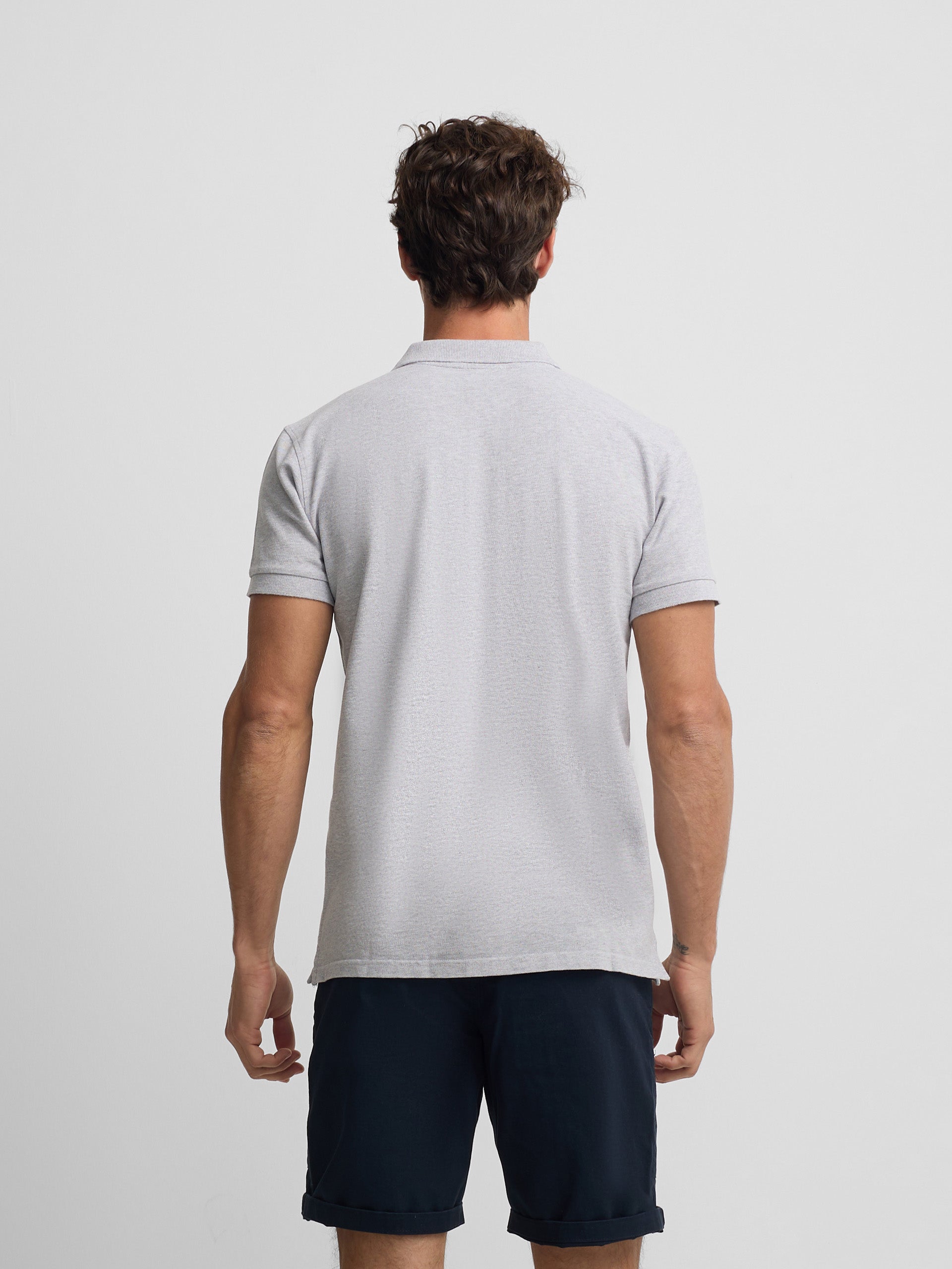 Polo classique uni gris clair