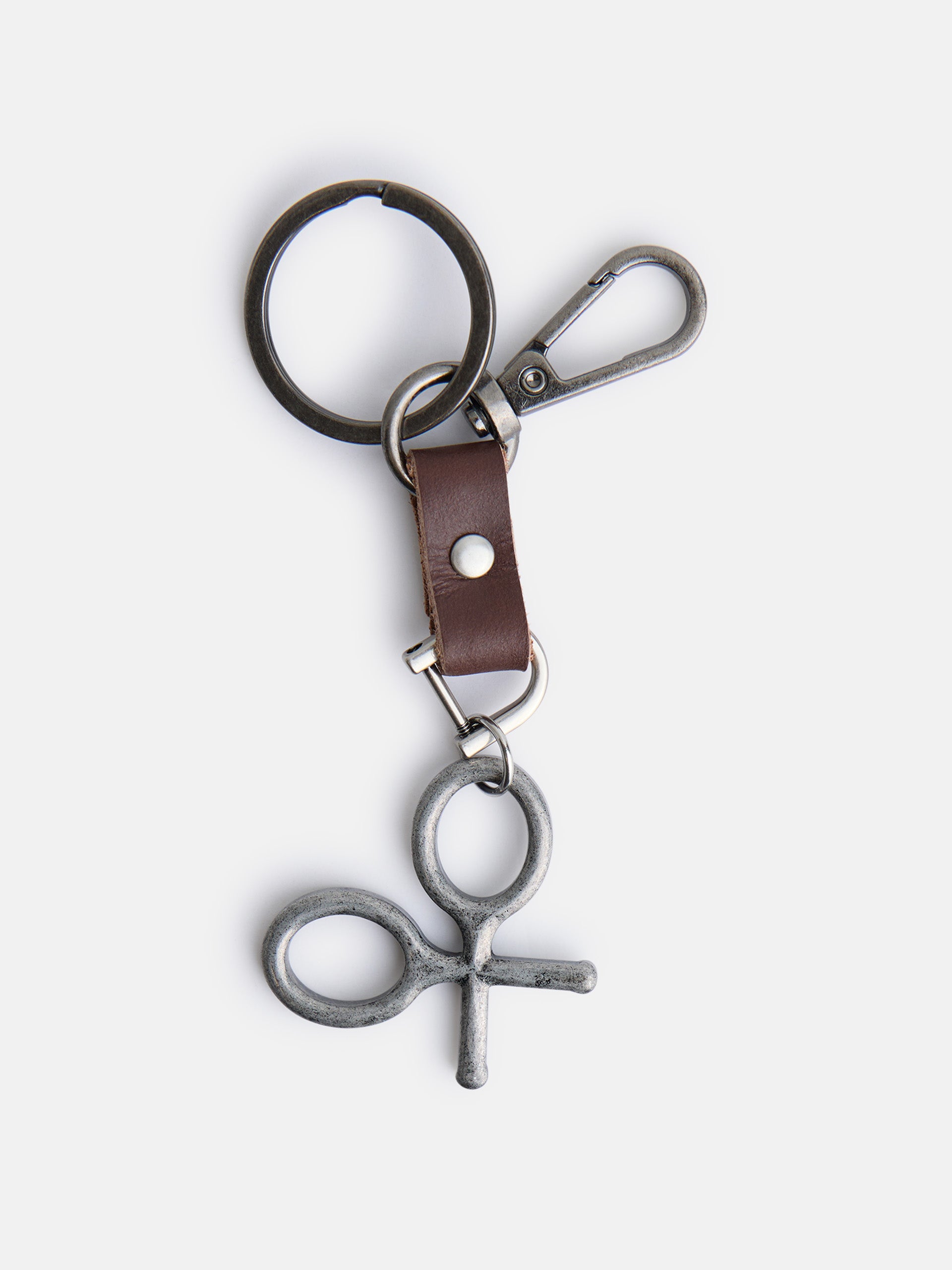 Porte-clés en cuir avec détail raquette