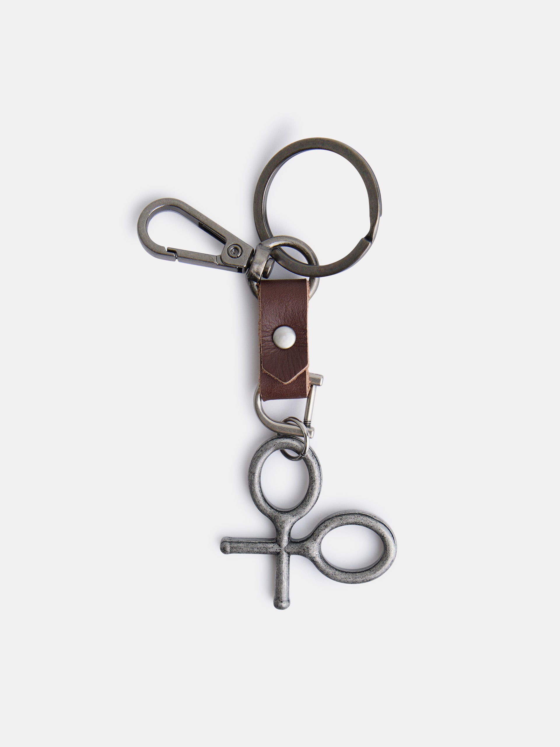 Porte-clés en cuir avec détail raquette