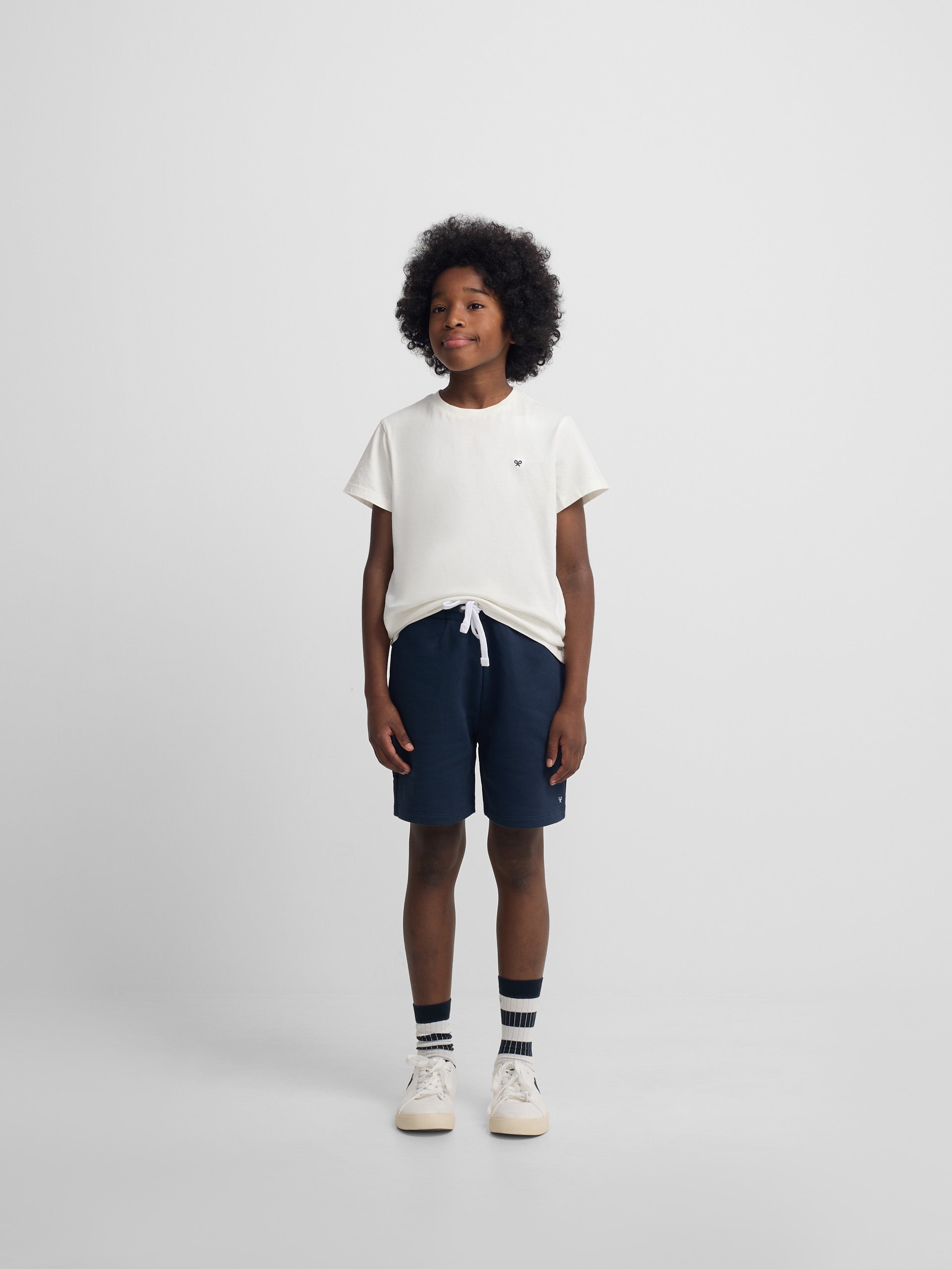 Kids' navy blue sports Bermuda shorts