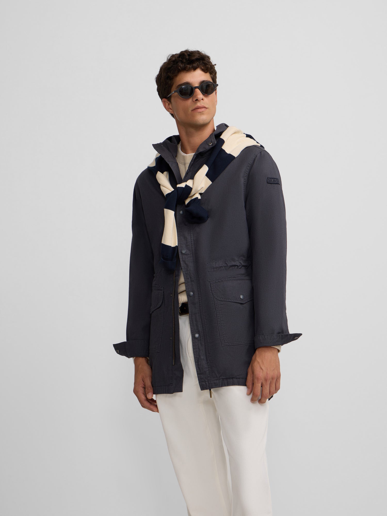 Parka casual azul-marinho