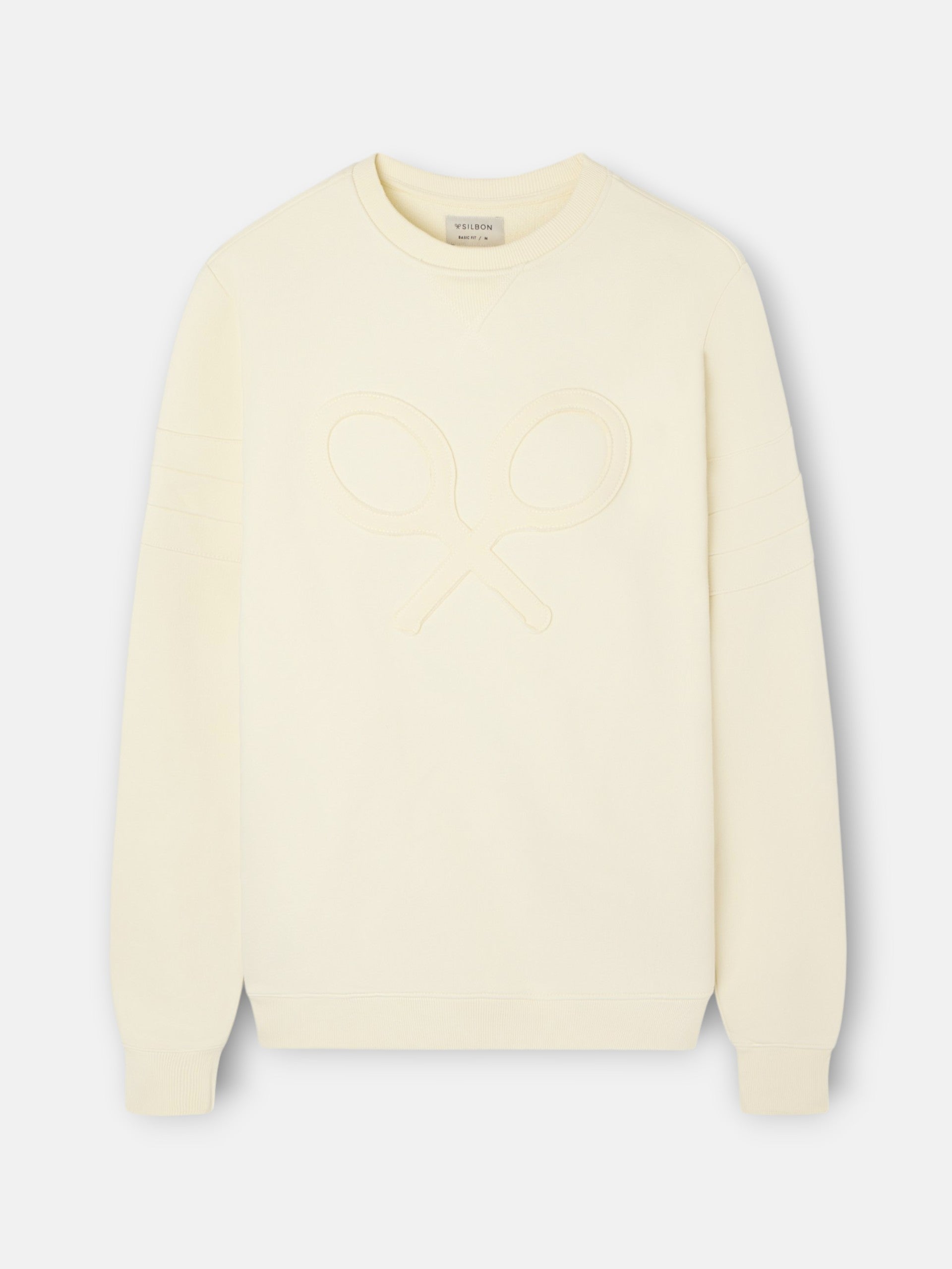 Sweat-shirt raquette en relief ton crème
