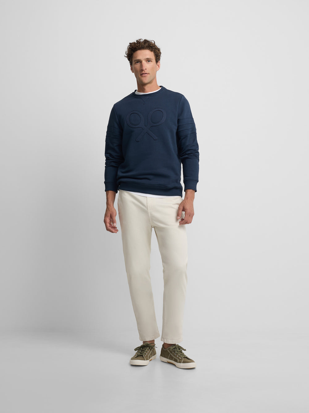 Navy tone embossed racket sweatshirt