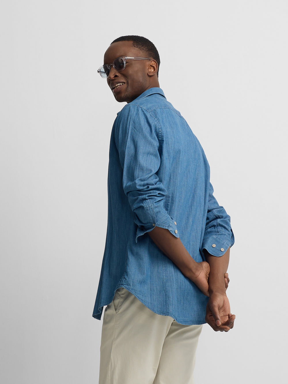 Camisa sport denim azul navy