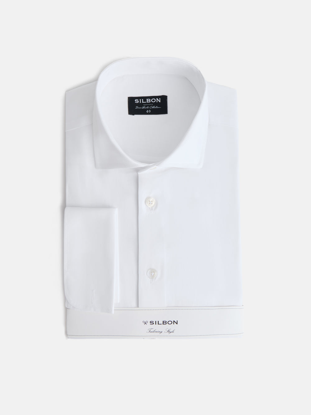 Camisa vestir espiga puño doble blanca