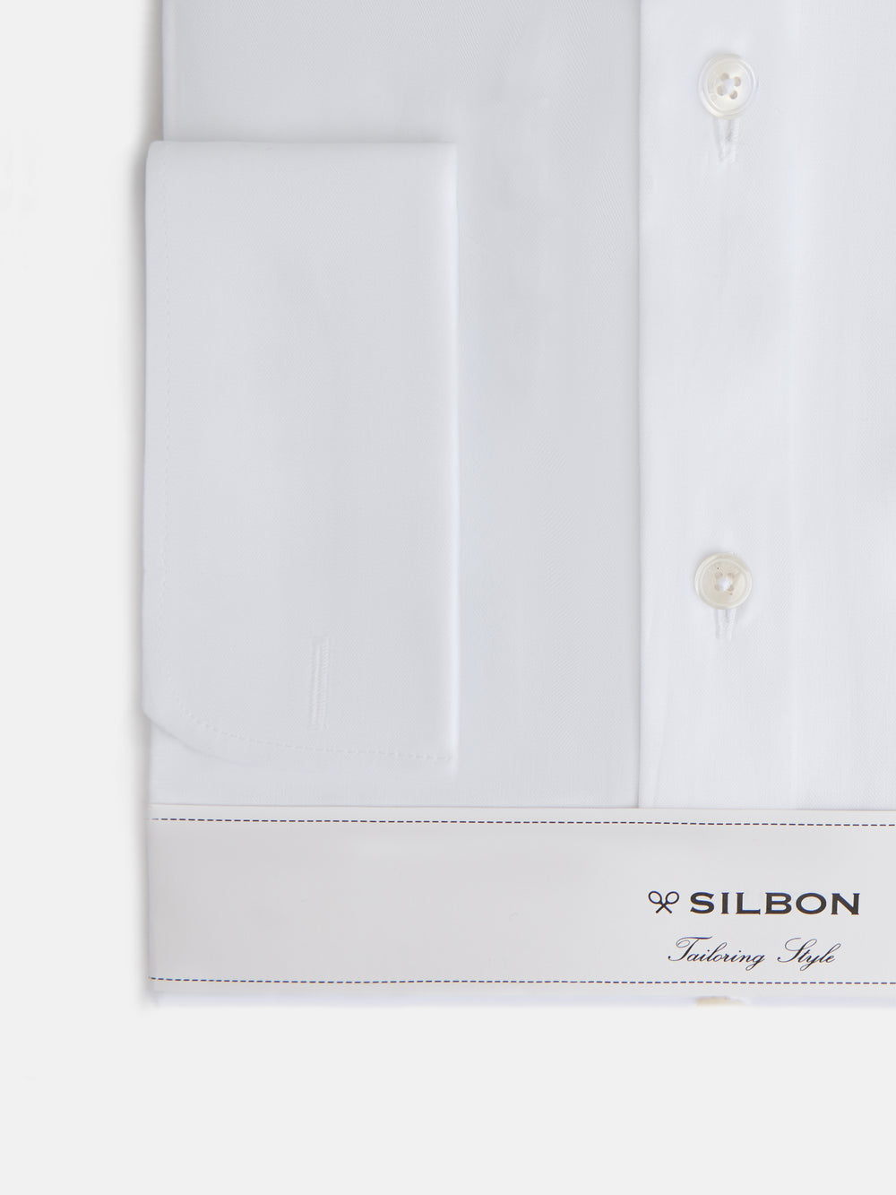 Camisa vestir espiga puño doble blanca