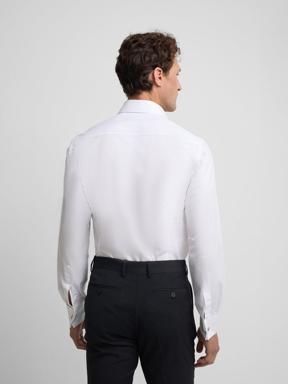 Camisa vestir espiga puño doble blanca