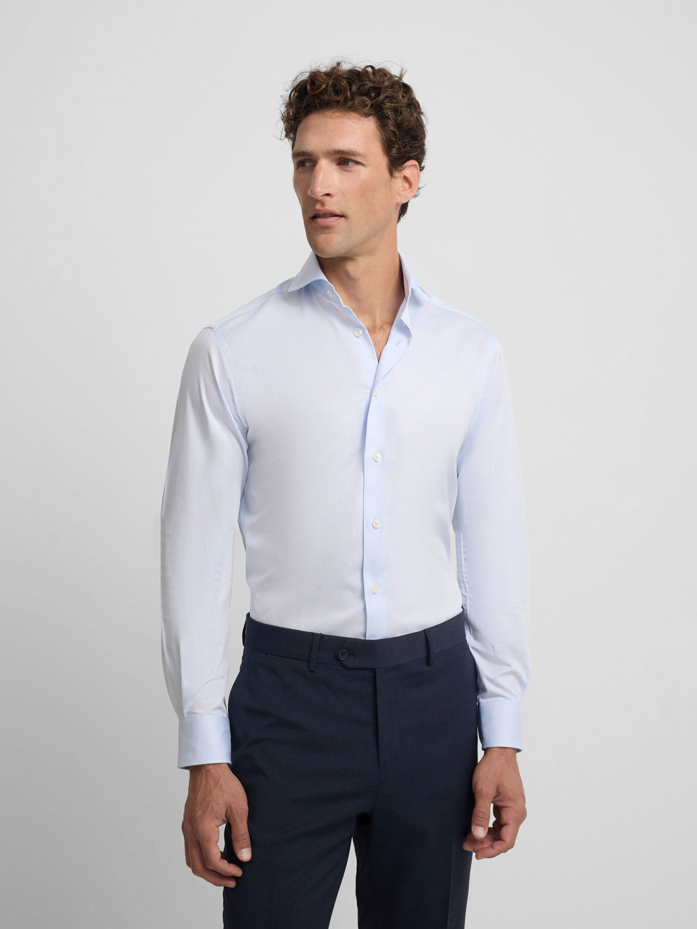 Camisa vestir puño simple celeste clara