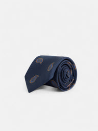 Cravate à motifs amibes bleu marine