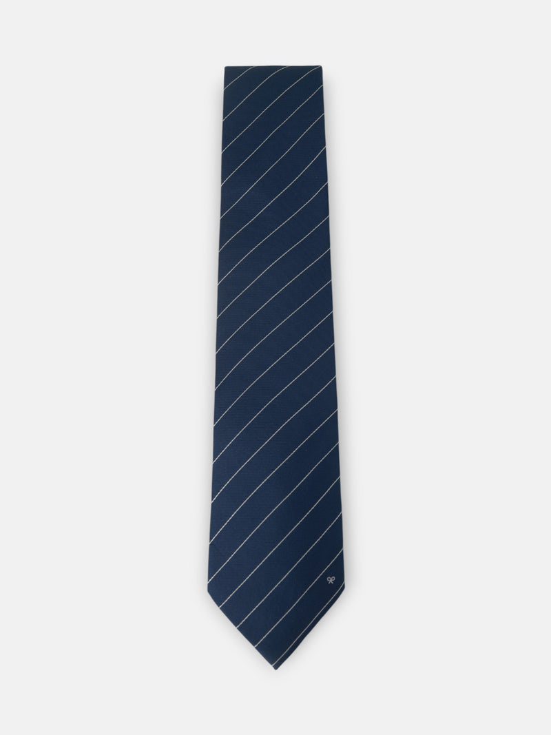 Corbata mini rayas raqueta azul marino