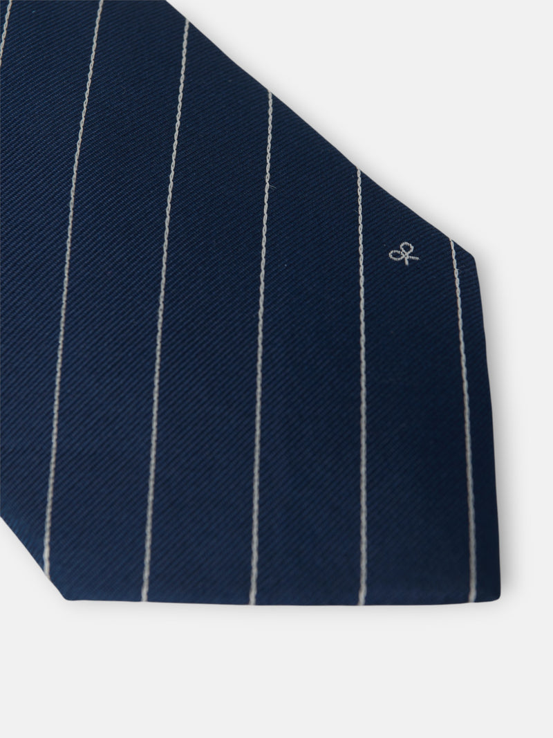 Corbata mini rayas raqueta azul marino