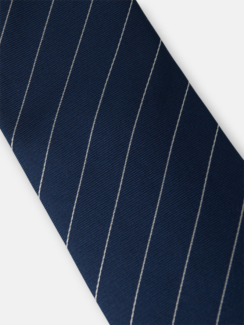 Corbata mini rayas raqueta azul marino