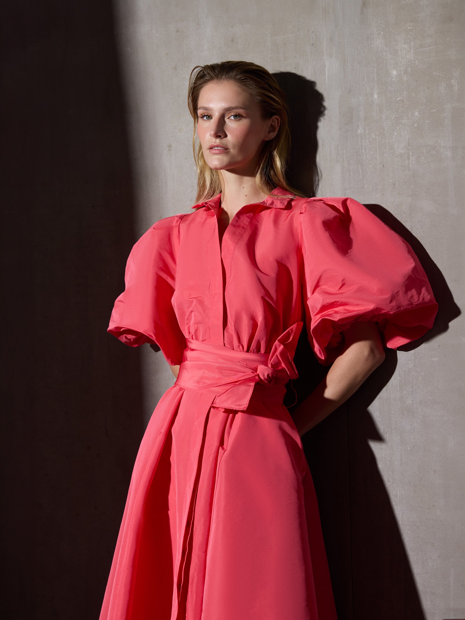 Vestido CaprileXSilbon camisa tafetá vermelho