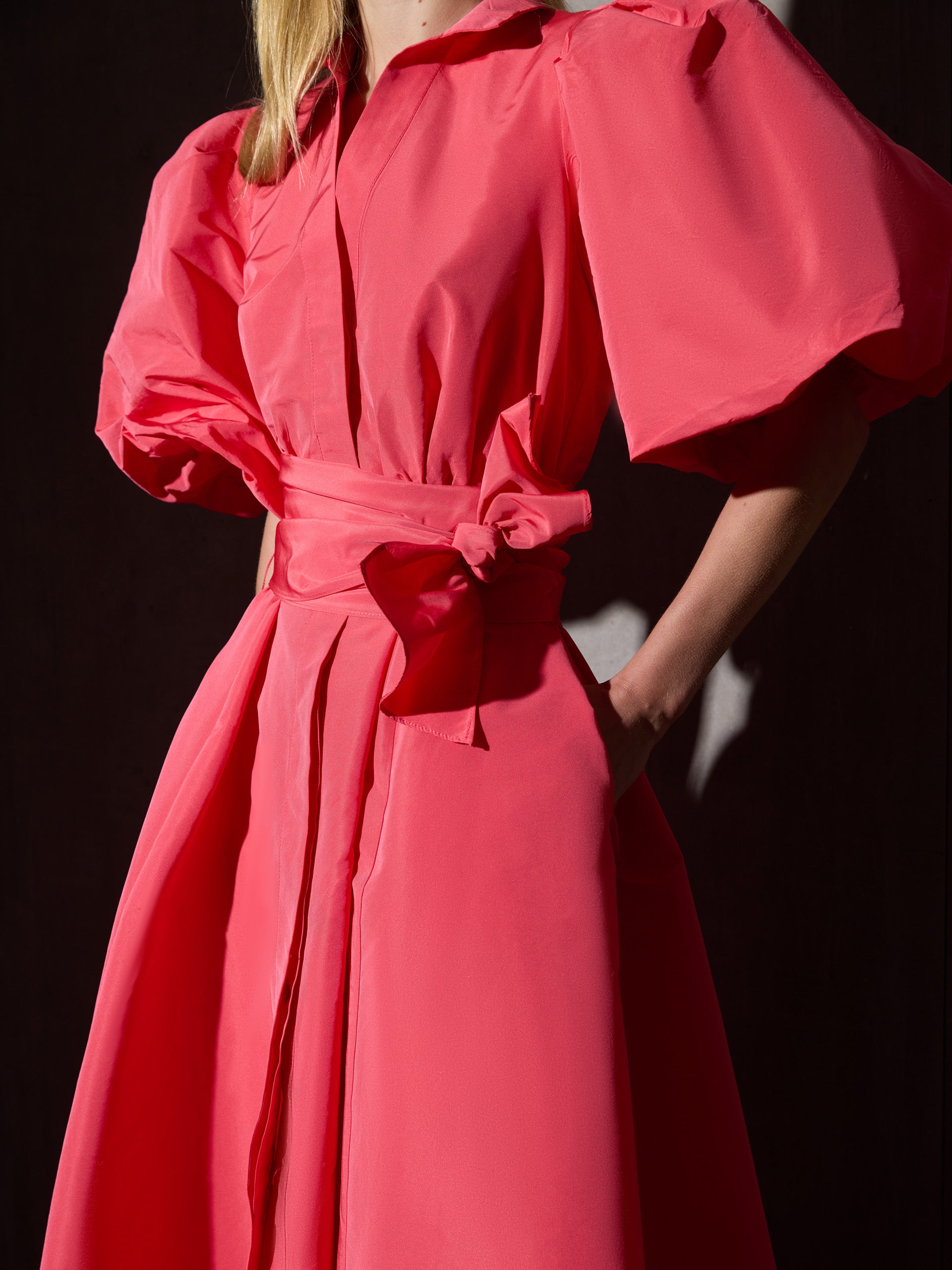 Vestido CaprileXSilbon camisa tafetá vermelho