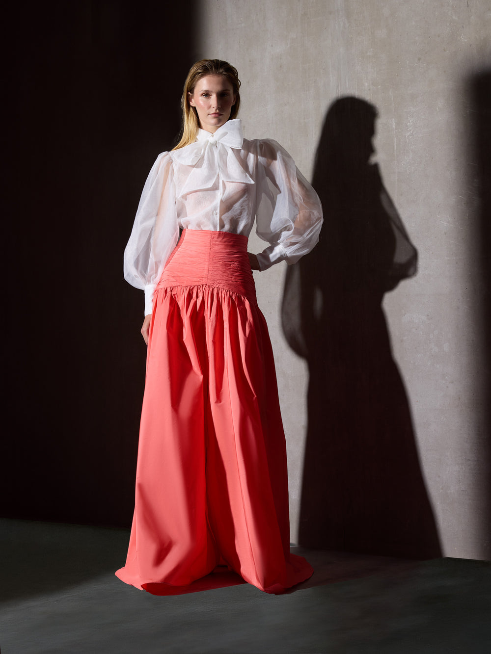 CaprileXSilbon coral taffeta skirt