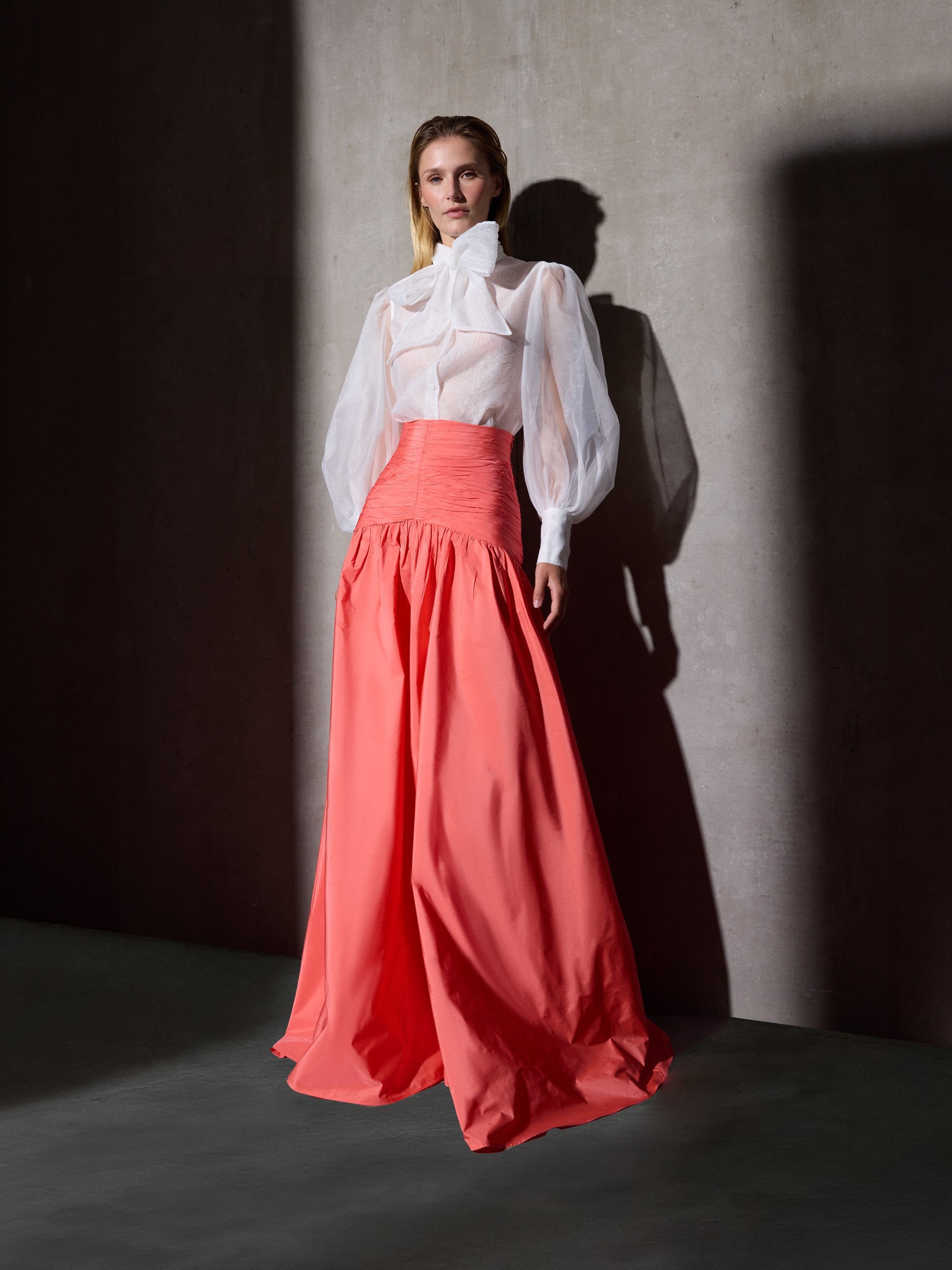 Falda CaprileXSilbon tafeta coral