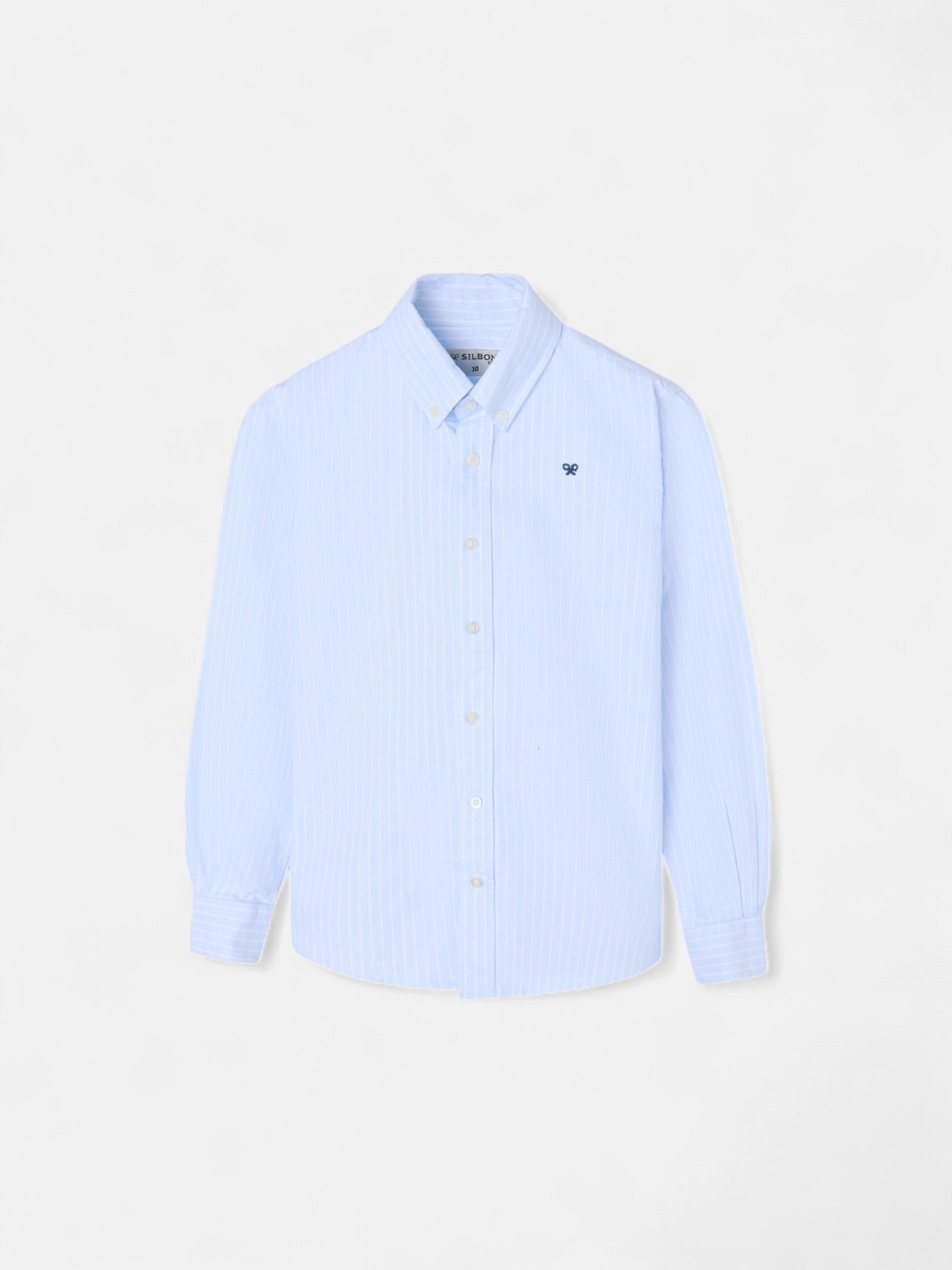 Kids' sport Oxford shirt light blue with fine white stripe