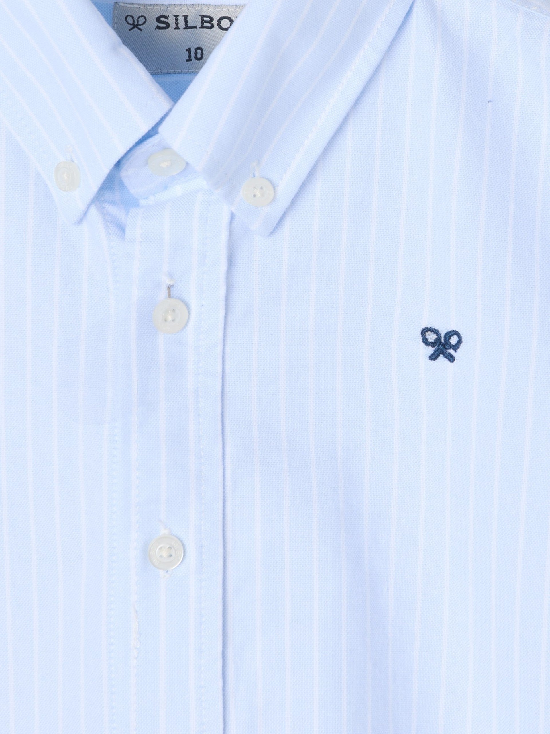 Kids' sport Oxford shirt light blue with fine white stripe