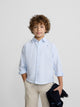 Kids' sport Oxford shirt light blue with fine white stripe