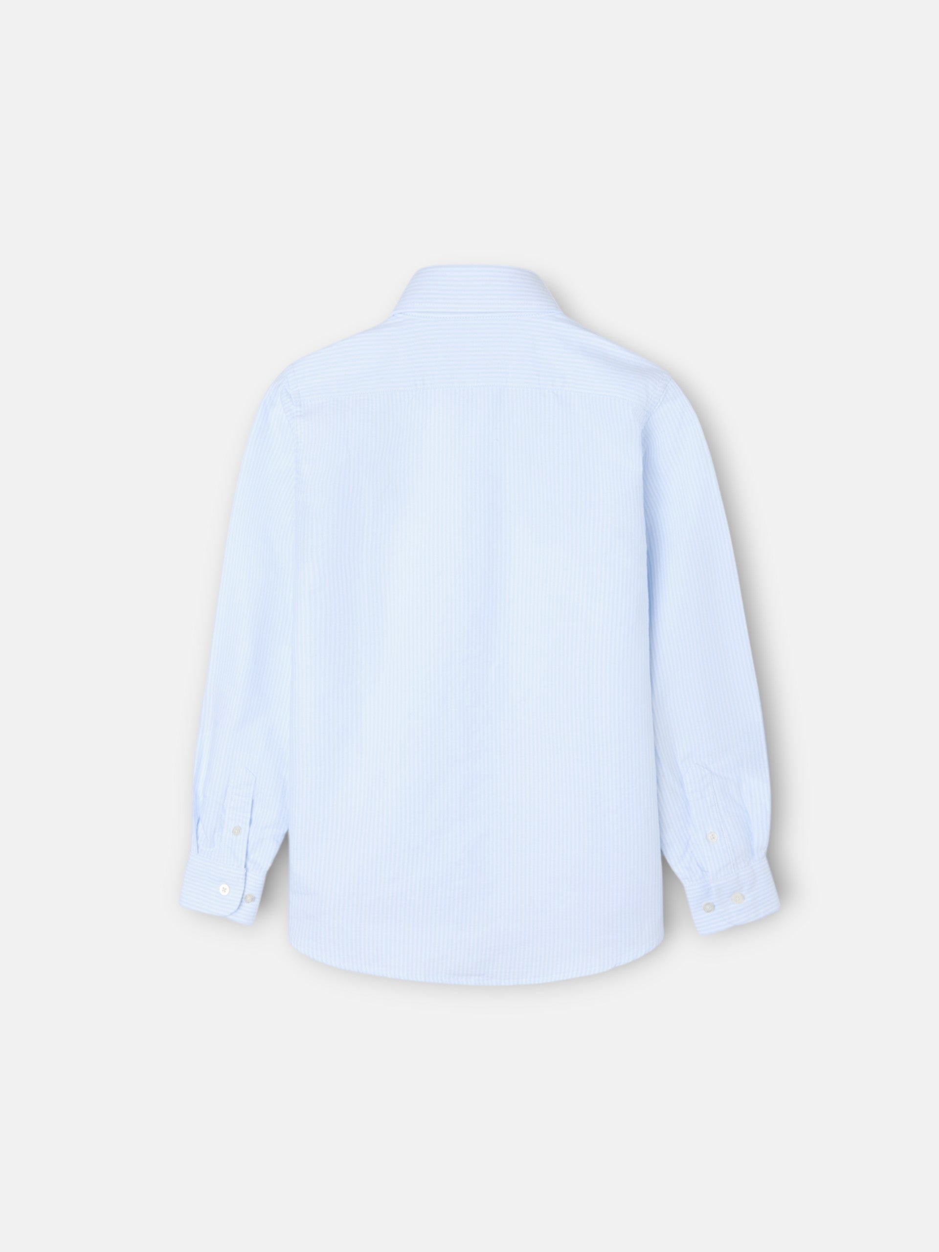 Camisa sport criança oxford risca azul-claro